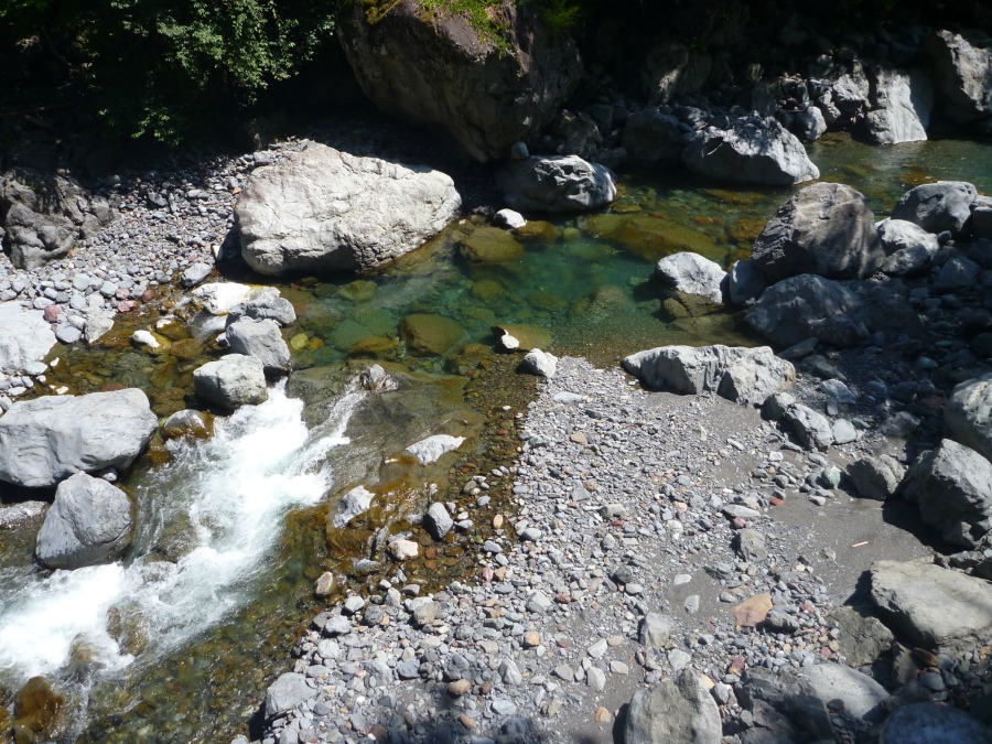 Toyama River in Japan, viewed from the road above.